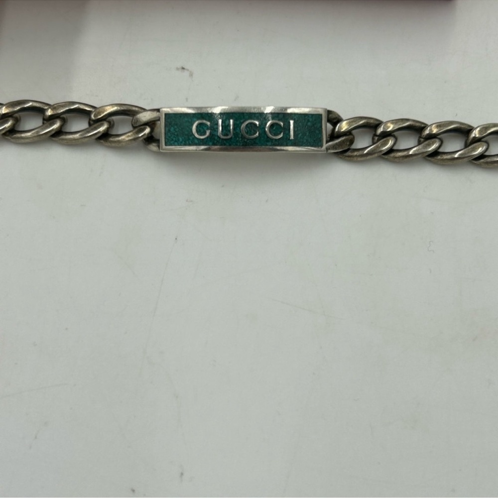 Gucci enamel logo ID link bracelet .925 sterling silver made in Italy - Picture 5 of 11